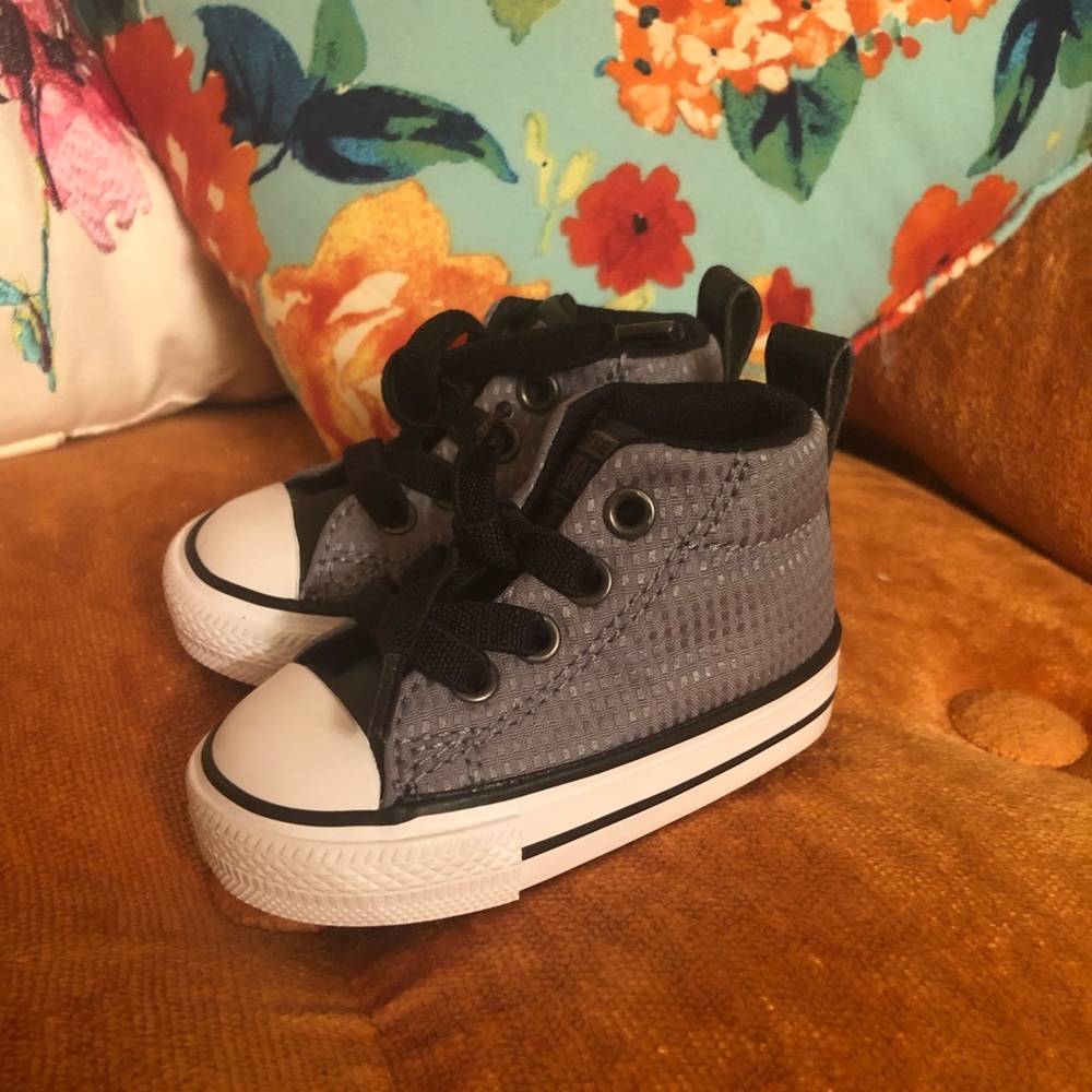 Size 3 baby grey converse shoes